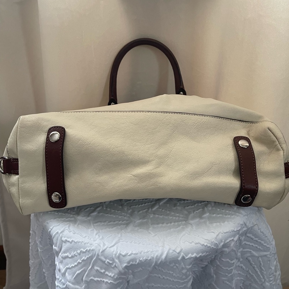 NWT Coach Ashley Leather Satchel Purse Bag White/Bark $698 - Picture 9 of 10